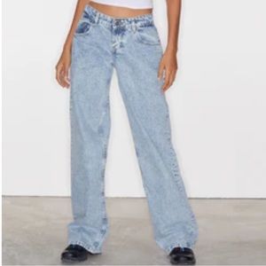 Motel Rocks Low Rise Parallel Jeans In 80s Light Blue Wash size 28 brand new